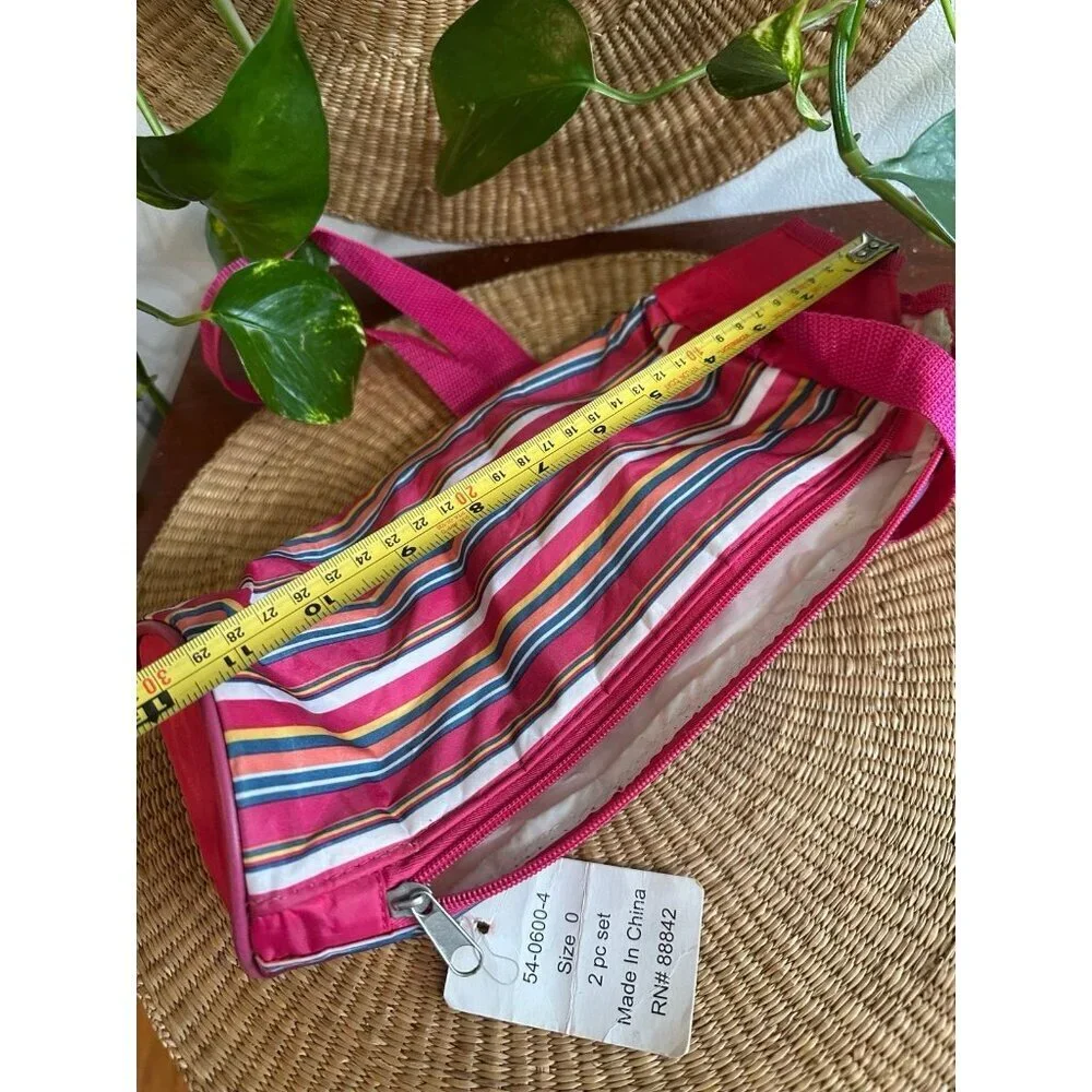 Insulated Striped Bottle Tote Bag